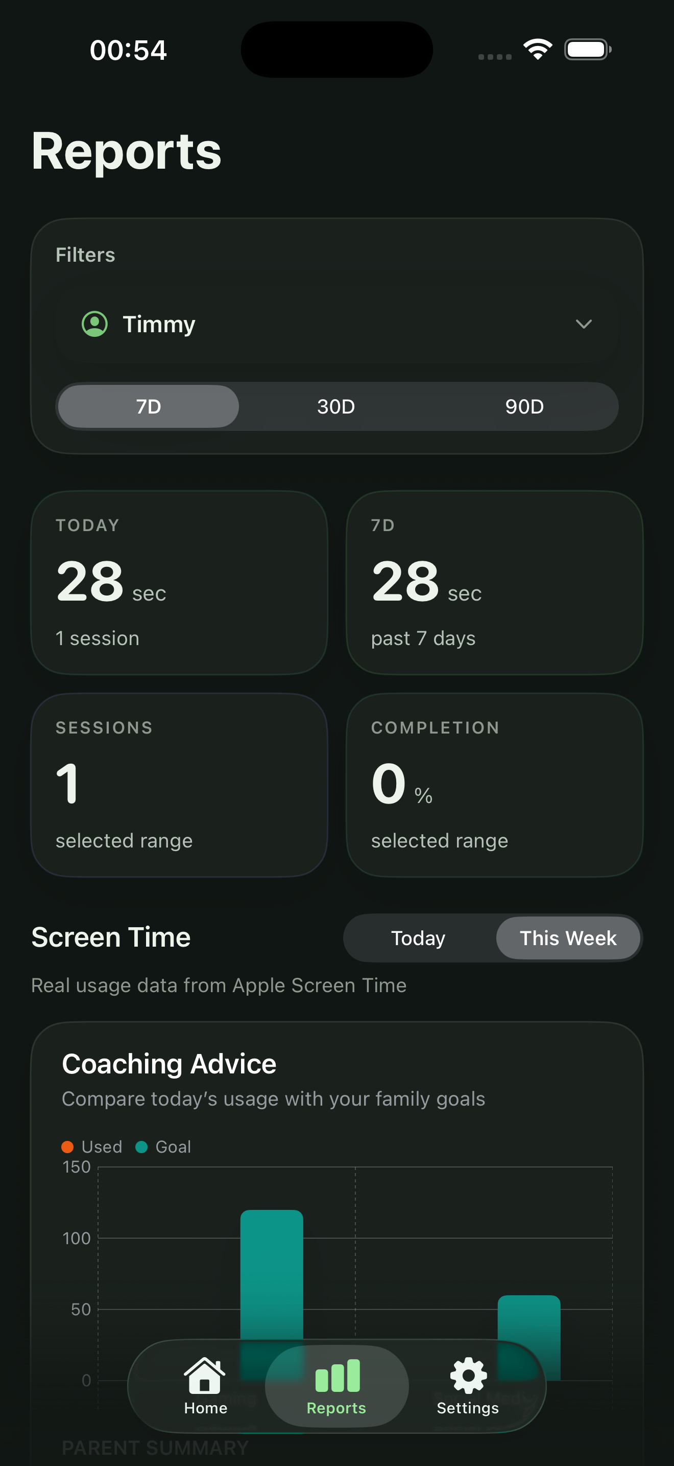 Session reports and streaks